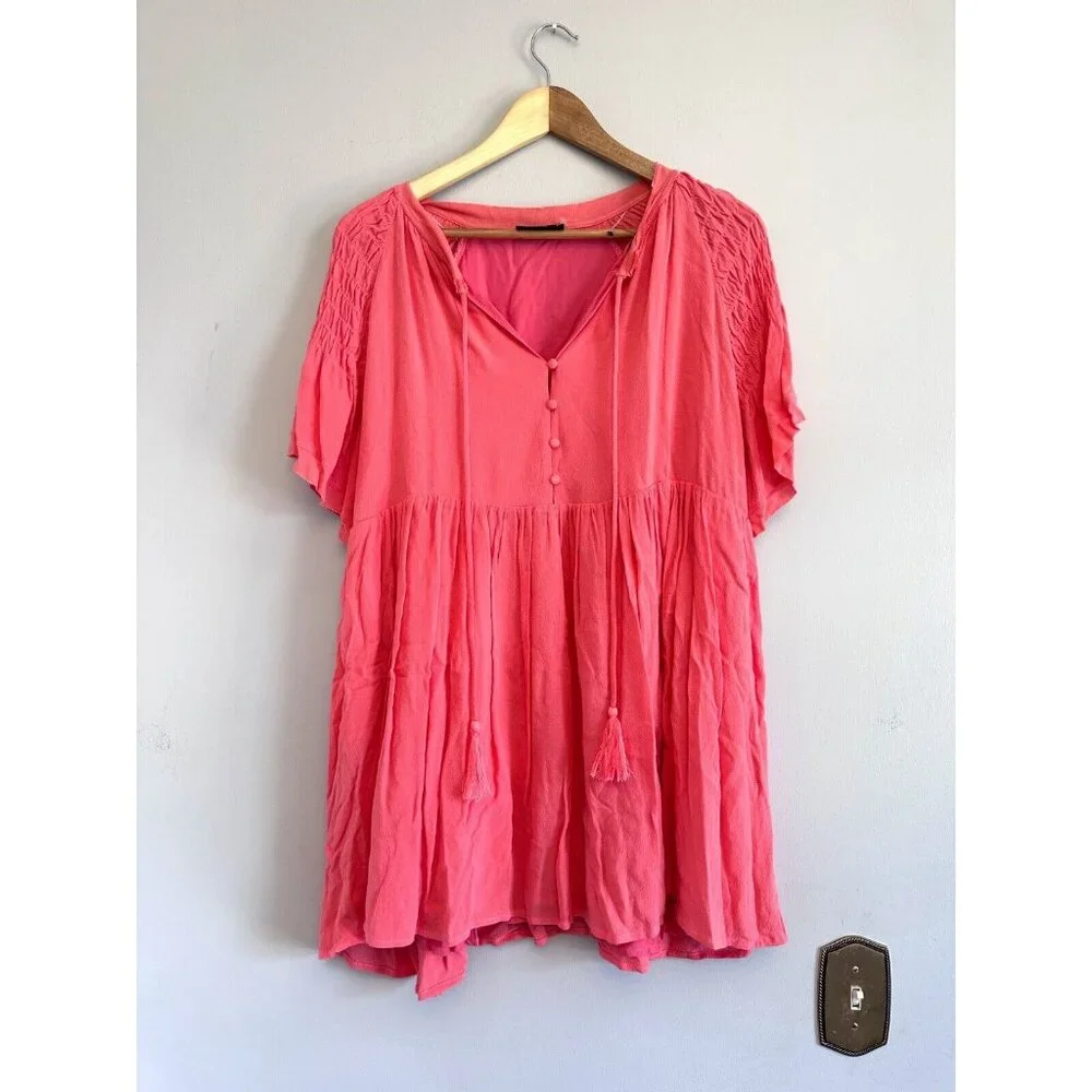 VICI Coral Mini Shift Dress Pullover Lightweight Comfy Lined Short Sleeve MEDIUM - Picture 1 of 8